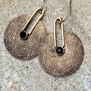 Boho Textured round gold earrings artisan made unique new